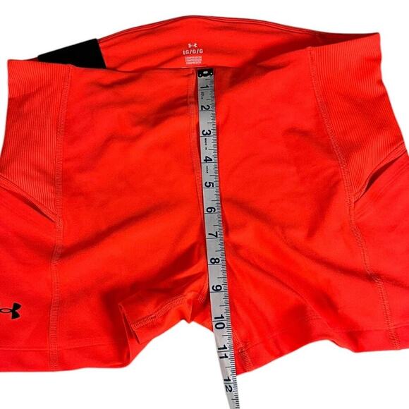 Under Armour High Rise Shorty Shorts Compression Orange Size large Active NWT - Picture 6 of 8